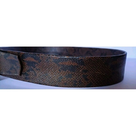 Women\'s Python Snakeskin Wide Belt Brass Buckle Size 32 Stamped Handsome Vintage main image 7